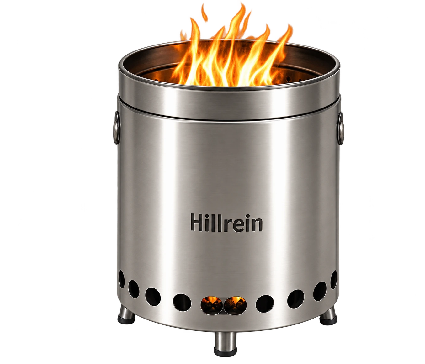 Illustrative render of the Hillrein wood gasifier stove